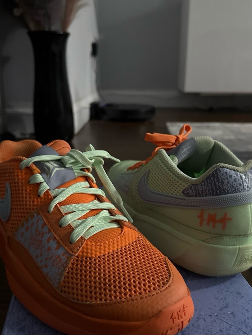 Nike JA Miranda Kids Orange and Mint Lace-Up Athletic Sneakers